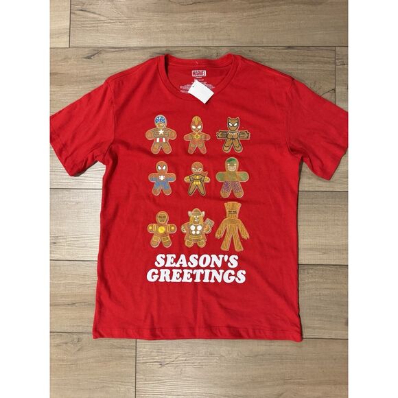 Marvel Other - Marvel Christmas Holiday Hero’s Mens T-Shirt Size Small S Spider Iron Man Grut